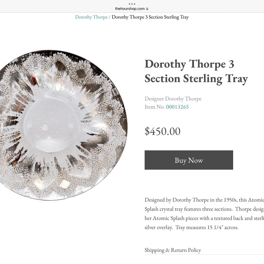 Dorothy Thorpe Atomic Platter Mid Century Modern Textured/Sterling Overlay 14” - Picture 9 of 10